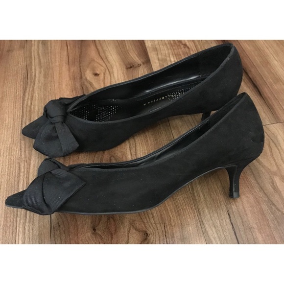 Zara- Black Kitten Heel Shoes - Picture 3 of 5